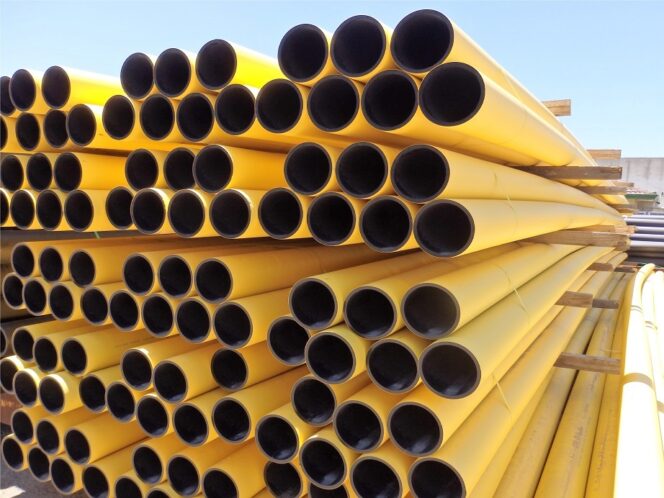 Yellow HDPE Gas Pipe for high pressure gas main on Site – Fully Yellow Poly Pipe