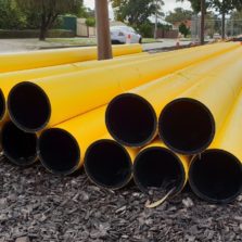 HDPE Gas Pipe for high pressure gas main on Site - Full Jacket Yellow HDPE Pipe