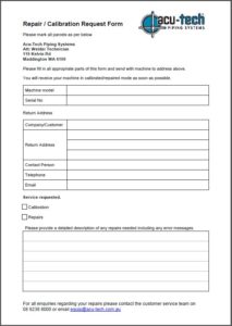 Welder Service & Calibration Form