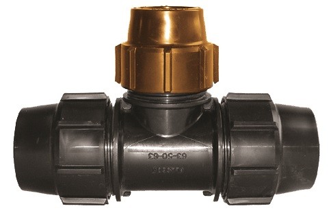 Poly to Copper Tee Compression Fitting