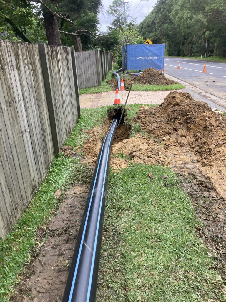 Blue stripe water poly pipe, Acu-Tech Piping Systems