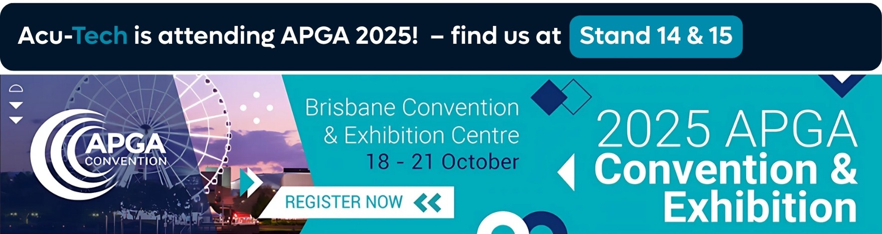 Acu-Tech team at their exhibition booth at APGA 2025 in Brisbane.