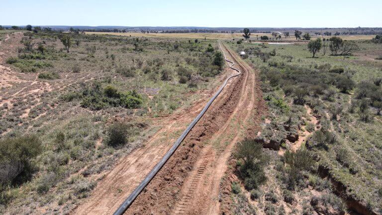 HDPE pipe for water transfer on the Warrego Water project